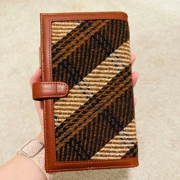 Handmade Harris tweed leather A6slim personal planner binder loose leaf journal
